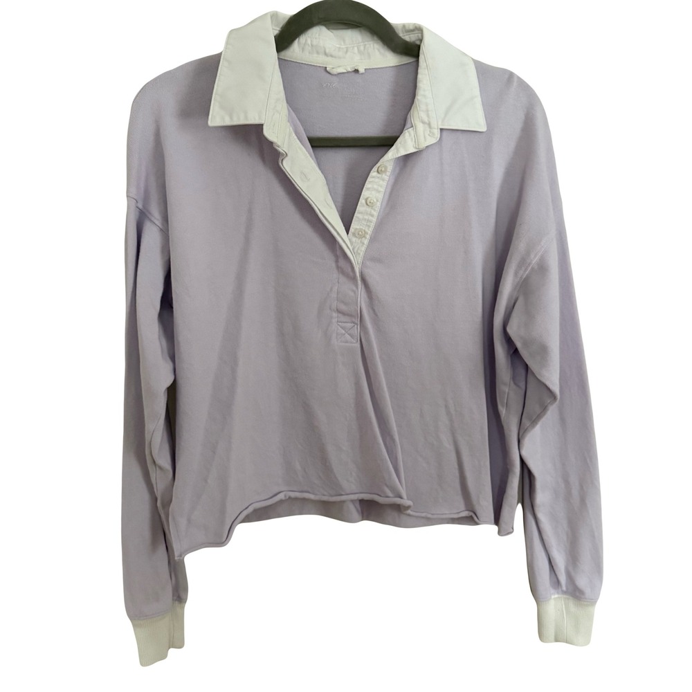 Aerie Lavender Collared‎ Cropped Preppy Casual Pullover Top X-Small